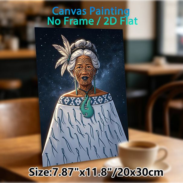 Maori Elderly Woman Painting Poster, Vibrant Traditional Tribal Tattoo Art Poster, Cultural Artistic Decor Suitable For Home, Living Room And Cultural_maomaolike.com