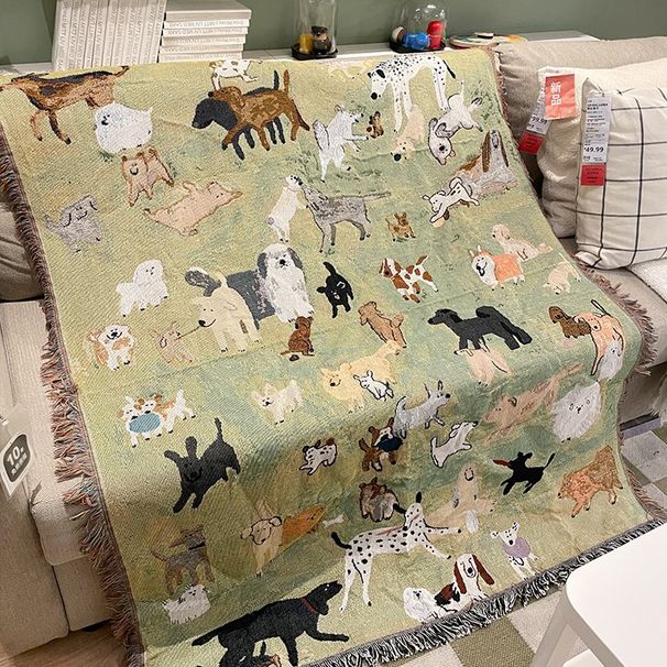 Dog Paradise Retro Sofa Cover Ins Style Internet Celebrity Outdoor Camping Multifunctional Wall Hanging Blanket_maomaolike.com