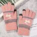 Christmas sock Extra fleece Christmas Deer jacquard knitted warm touch screen gloves with finger for outdoor use_maomaolike.com
