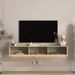 Floating TV Stand, Wall Mounted TV Shelf With Led Lights & Power Outlet,High Gloss TV Cabinet For Wood Tv Stands For Living Room_maomaolike.com