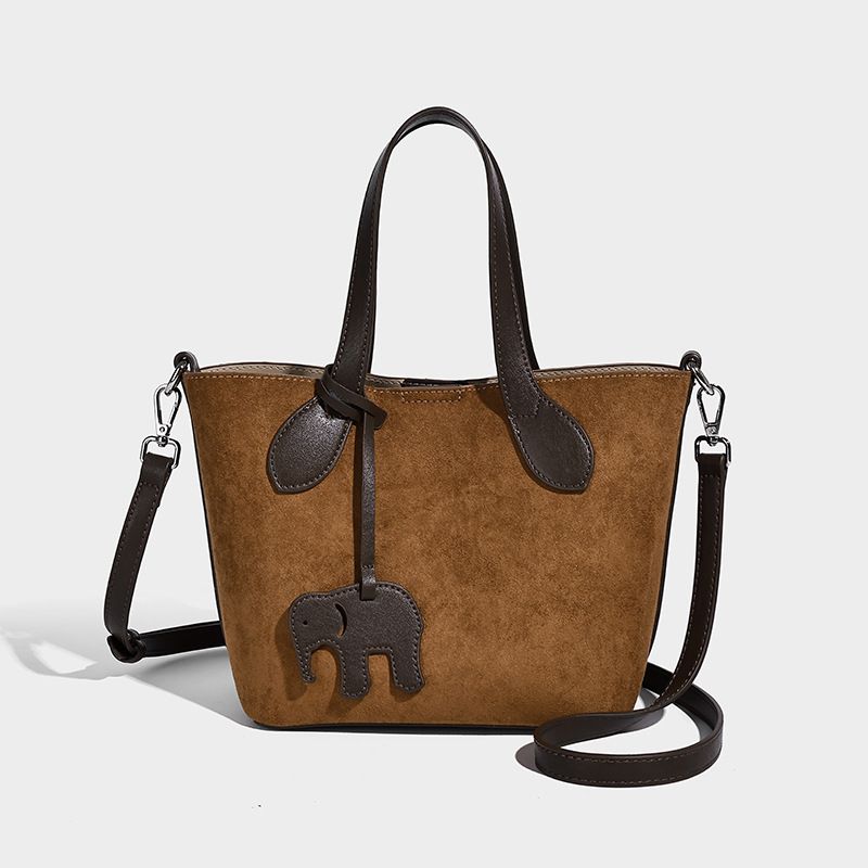 Unique Suede-feel Basket Bucket Bag, 2026 Autumn/winter New Niche Handbag, High-end Crossbody Bag_maomaolike.com