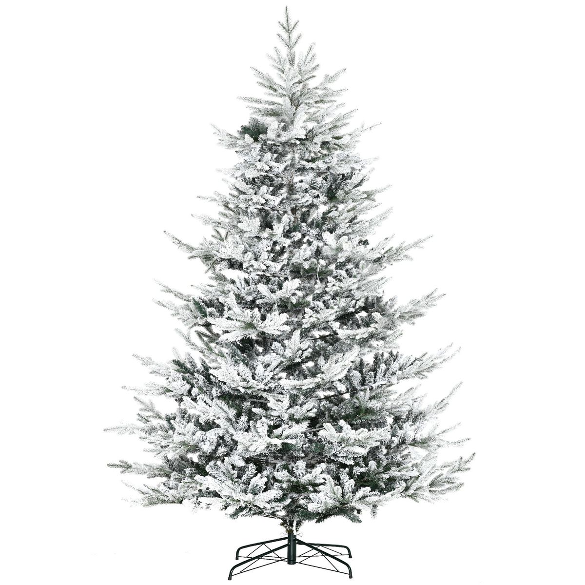 8 Foot Pine Snow Flocked Artificial Christmas Tree With 1479 Realistic Cedar Branches, Auto Open, Home Holiday Decoration, Green_maomaolike.com
