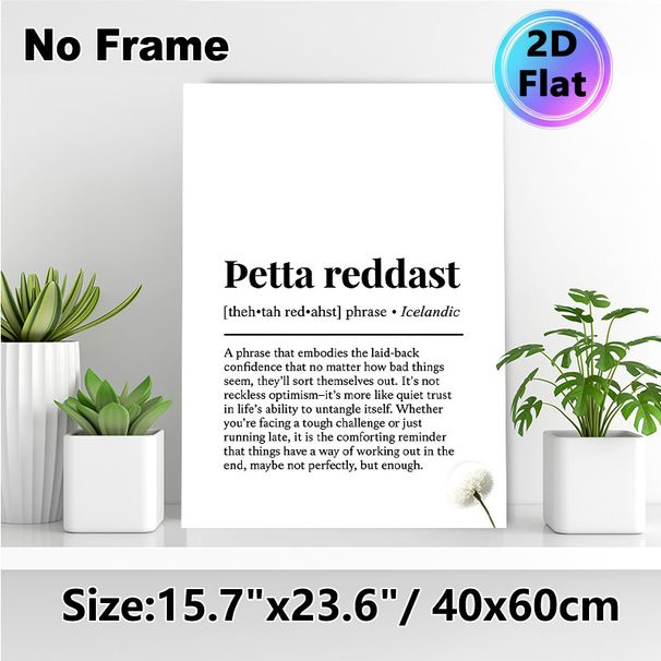 Petta Reddast Icelandic Motivational Phrase Painting Poster, Minimalist Typography & Subtle Floral Accent Poster, Comforting Inspirational Decor For_maomaolike.com