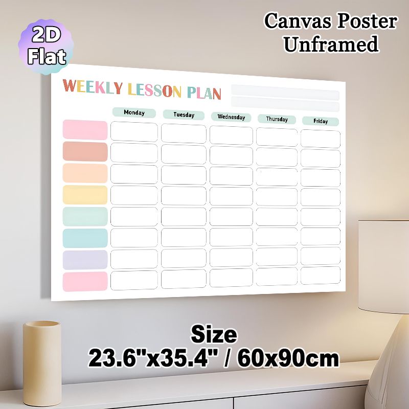 Weekly Lesson Plan Painting Poster, Pastel-toned Structured Grid Poster, Practical Organizer For Weekly Teaching Schedules, Ideal For Classroom And_maomaolike.com