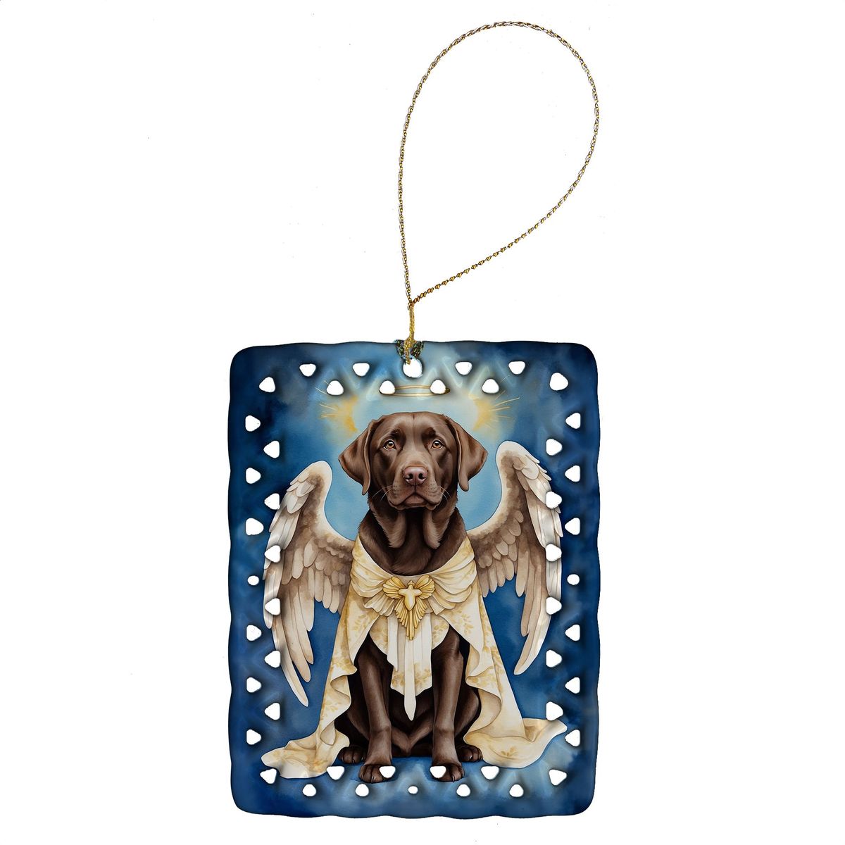 Chocolate Labrador Retriever My Angel Porcelain Ornament Christmas Tree Hanging Decorations For Home Christmas Holiday, Rectangle, Gift, Multicolor_maomaolike.com