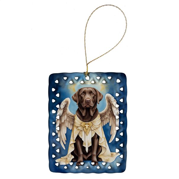 Chocolate Labrador Retriever My Angel Porcelain Ornament Christmas Tree Hanging Decorations For Home Christmas Holiday, Rectangle, Gift, Multicolor_maomaolike.com
