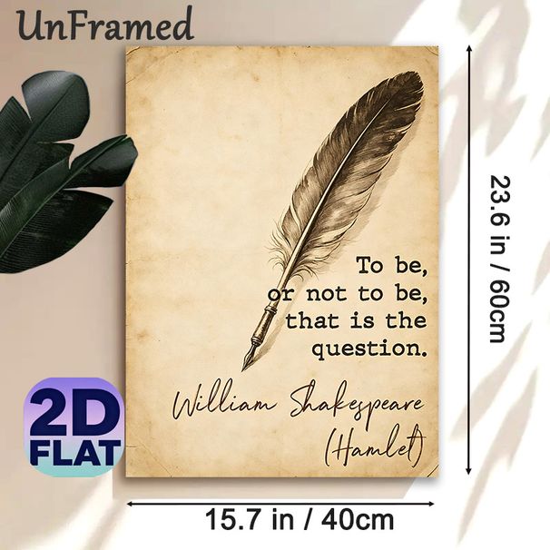Shakespeare Hamlet Quote Painting Poster, Vintage Aged Paper & Feather Pen Style Poster, Timeless Literary Quote Decor Ideal For Home Office, Study_maomaolike.com