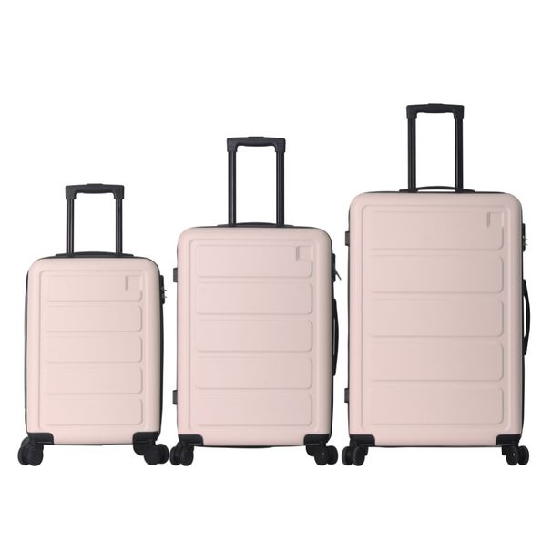 Luggage Sets ABS Hardshell 3pcs Luggage, Lightweight Durable Suitcase Sets Spinner Wheels Suitcase 20''24''28'' (PINK)_maomaolike.com