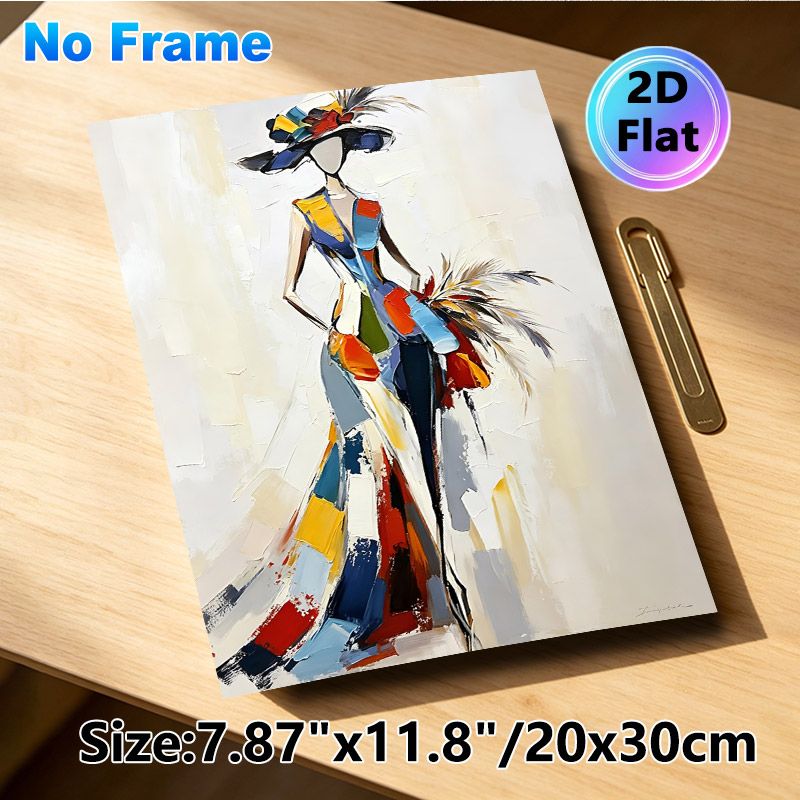 Elegant Abstract Lady Painting Poster, Vibrant Color-Blocked Textured Impressionist Poster, Stylish Artistic Decor Ideal For Bedroom, Living Room_maomaolike.com