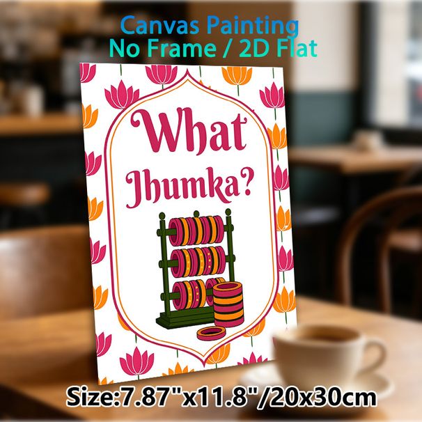 Indian Jhumka & Bangle Themed Painting Poster, Vibrant Ethnic Style Poster, Colorful Lotus Border With Bangle Rack Print, Cultural Decorative Piece_maomaolike.com