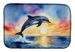 Dolphin Leaping At Sunrise Dish Drying Mat Absorbent Dish Drying Mat Pad For Kitchen Counter Dish Drainer Mat For Countertop, 14 X 21", Multicolor_maomaolike.com