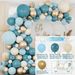Multi Colored Balloon Arch Garland 115PC Balloon Set With An Air Pump, Including These Sand White Metal, Gold, And Slate Fog Blue Balloons, Used For Birthday Party Decoration And Wedding Parties_maomaolike.com
