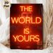 "The World Is Yours" Motivational Painting Poster, Warm Neon-style Typography With Dimmed Figure Poster, Inspiring Wall Decor For Home Office, Living_maomaolike.com
