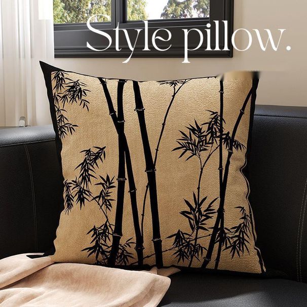 New Chinese Style Bamboo Sofa Living Room Light Luxury High-end Cushion Office Backrest Lumbar Chair Pillow Cover_maomaolike.com