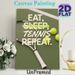 Tennis Themed "Eat Sleep Tennis Repeat" Painting Poster, Sleek Sporty Typographic & Racket-Ball Graphic Poster, Stylish Tennis-inspired Decor Suitable_maomaolike.com