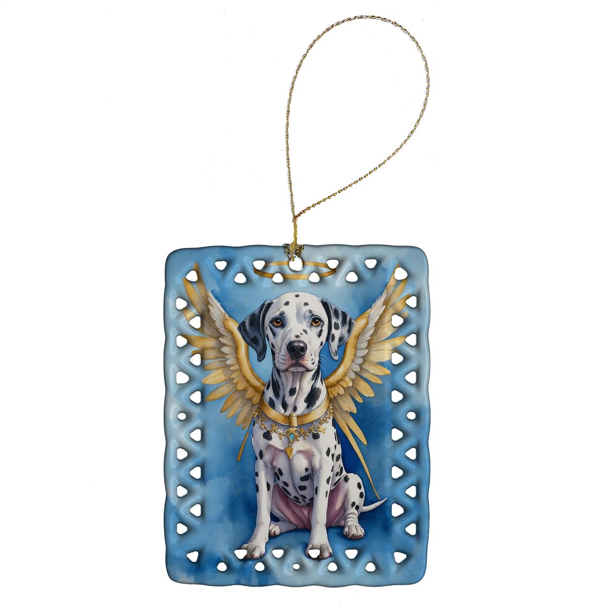 Dalmatian My Angel Porcelain Ornament Christmas Tree Hanging Decorations For Home Christmas Holiday, Rectangle, Gift, Multicolor_maomaolike.com
