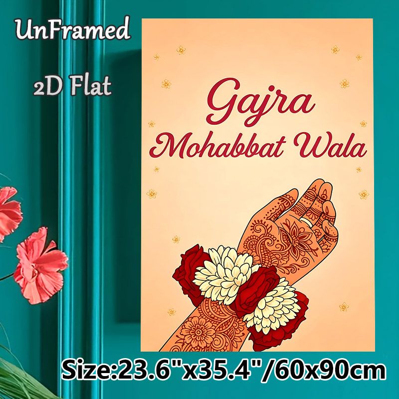Indian Henna & Floral Gajra Painting Poster, Vibrant Traditional Indian Art Poster, Cultural Decorative Piece Suitable For Home, Wedding Venues_maomaolike.com