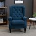 HOMCOM Button-Tufted Accent Chair With High Wingback, Rounded Cushioned Armrests And Thick Padded Seat, Blue_maomaolike.com
