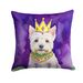 Westie King Of Mardi Gras Throw Pillow Machine Washable, Indoor Outdoor Decorative Pillow For Couch, Bed Or Patio, 18Hx18W_maomaolike.com