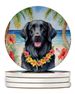 Flat-Coated Retriever Luau Large Sandstone Coasters Pack Of 4 Absorbent Round Coasters Decor Gifts For Men Or Women, 4 In, Multicolor_maomaolike.com