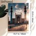 Islamic Mosque Painting Poster, Warm-toned Vintage Sunlit Mosque Square Poster, Exquisite Architectural Details Ideal For Living Room, Study Or_maomaolike.com