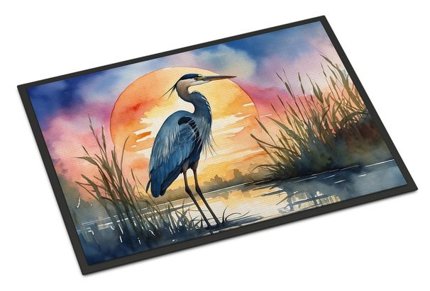 Blue Heron Setting Sun Doormat Front Door Mat Indoor Outdoor Rugs For Entryway, Non Slip Washable Low Pile, 24H X 36W_maomaolike.com
