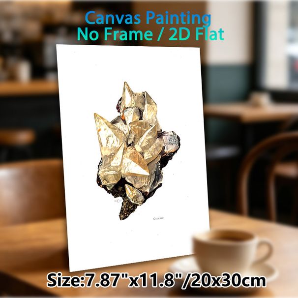 Calcite Crystal Painting Poster, Vintage Realistic Mineral Illustration Poster, Refined Natural Decor Ideal For Home Office, Living Room_maomaolike.com