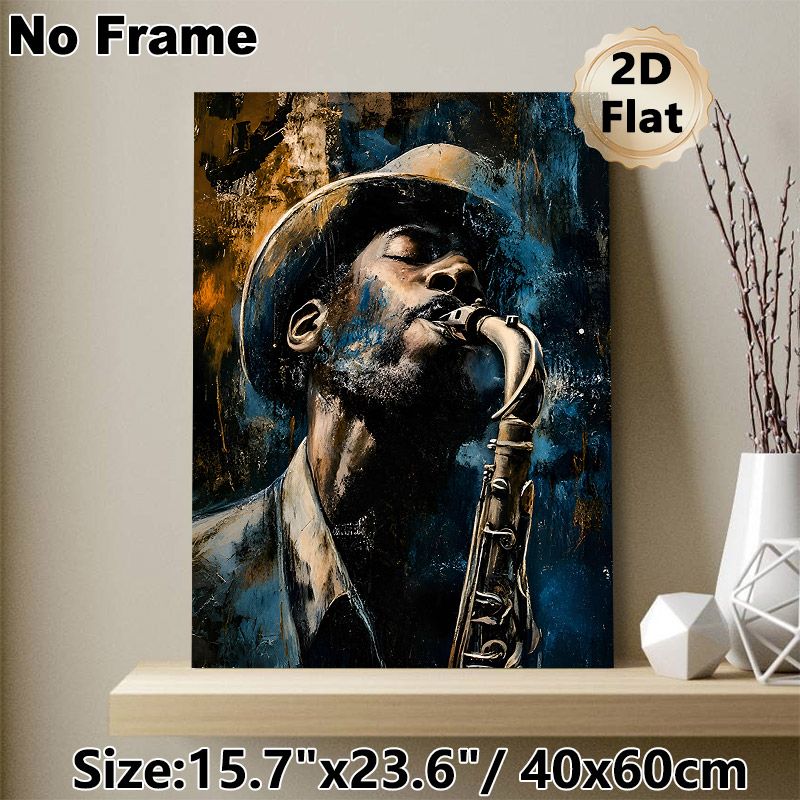 Jazz Saxophonist Painting Poster, Rich Textured Impasto-style Musician Portrait Poster, Artistic Musical-themed Decor Ideal For Music Studio, Living_maomaolike.com