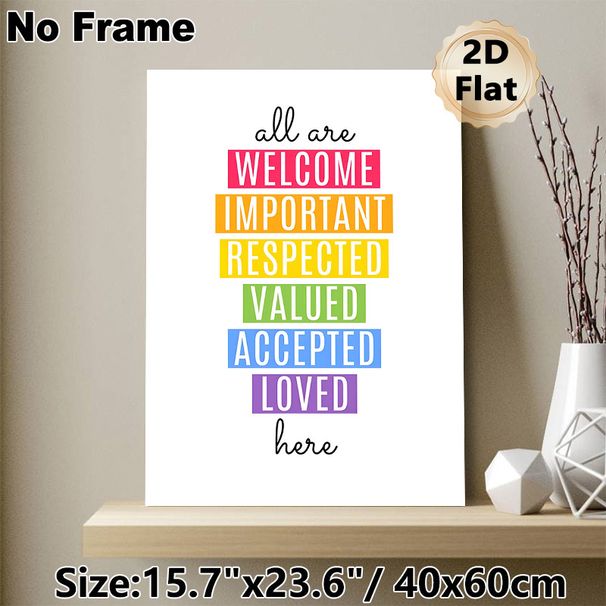 Welcoming Inclusive Slogan Painting Poster, Vibrant Color-block Typographic Poster, Warm Accepting Message, Ideal For Office, Living Room And Shared_maomaolike.com