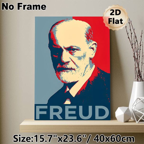 Sigmund Freud Portrait Painting Poster, Vibrant Pop Art Style Poster, Bold Color-blocked Portrait Design, Elegant Artistic Decor Ideal For Home_maomaolike.com