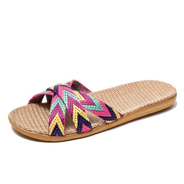 Indoor Women Shoes Linen Couple Lightweight Home Slippers_maomaolike.com