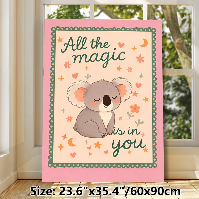Koala Inspirational Quote Painting Poster, Cute Cartoon Style Poster, Lovely Koala With Warm Motivational Phrase, Decorated With Stars, Hearts And_maomaolike.com