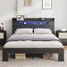 Bed Frame Queen Size, Wood Platform Bed Frame With Storage LED Light Headboard And 2 USB , Noise Free,No Box Spring Needed And Easy Assembly Tool,Large Under Bed Storage,Black_maomaolike.com