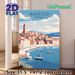 Ajaccio Corsica Coastal Town Painting Poster, Warm-toned Retro Harbor Scene Poster, Serene Travel-inspired Wall Decor Suitable For Living Room_maomaolike.com