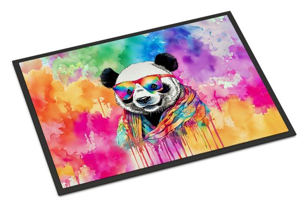 Hippie Animal Panda Doormat Front Door Mat Indoor Outdoor Rugs For Entryway, Non Slip Washable Low Pile, 24H X 36W_maomaolike.com