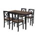 Eco-Friendly Solid Wood Dining Set - Sustainable Home & Restaurant Furniture With Black Metal Accents, Dark Brown_maomaolike.com
