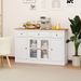 55 Inch Large Buffet Sideboard Kitchen Storage Cabinet With 3 Drawers 2 See-through Doors Adjustable Shelves Wine Bar Table_maomaolike.com