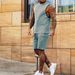 Men's casual thin five-point pants sleeveless top solid color vest shorts two-piece set_maomaolike.com