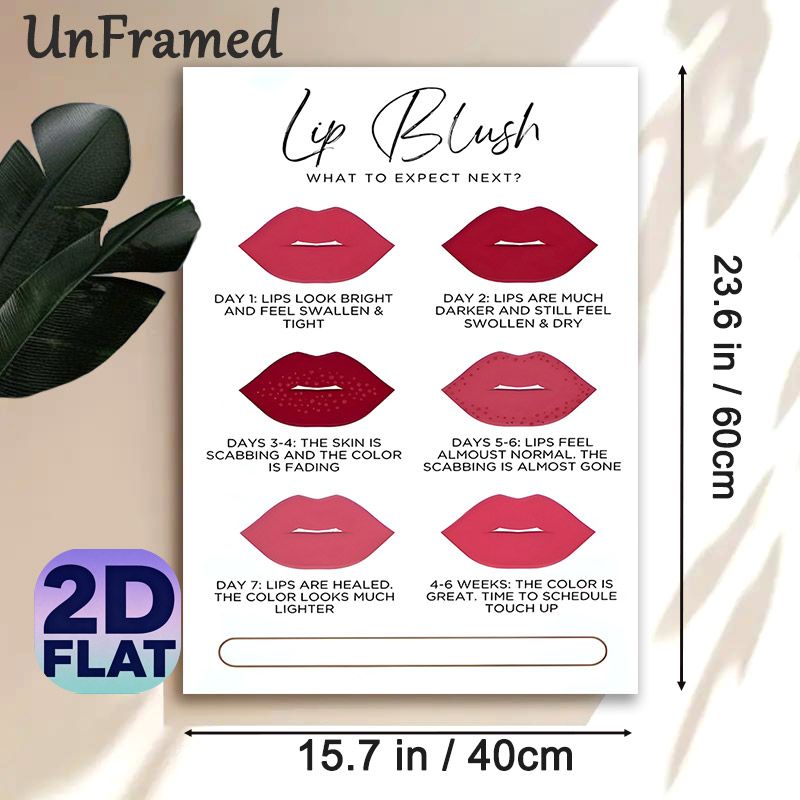 Lip Blush Healing Process Painting Poster, Clear Illustrative Lip Recovery Stages Poster, Informative Aftercare Guide, Ideal For Beauty Salons And_maomaolike.com