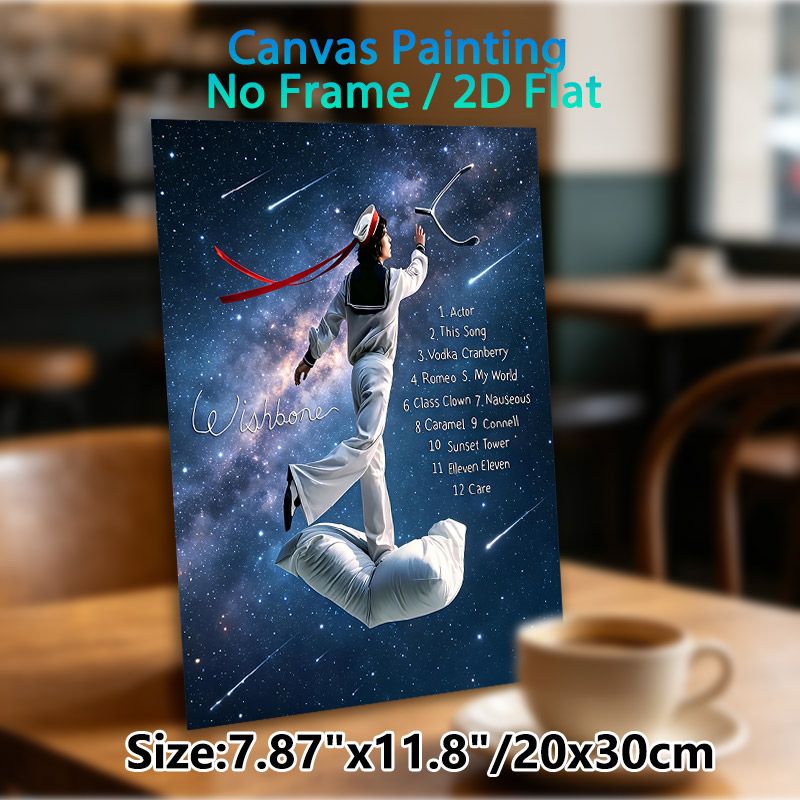 Wishbone Themed Painting Poster, Dreamy Cosmic Sailor Scene Poster, Unique Tracklist Design, Ideal For Bedroom And Music Studio_maomaolike.com