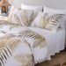 Plant Floral & Golden Leaf Pattern Duvet Cover Set - Nordic Style, Active Printing, Soft Fleece & Twill Fabric_maomaolike.com