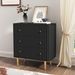 Black Modern 3 Drawer Dresser For Bedroom - Wood Storage Cabinet With Fluted Texture, Spacious Chest Of Drawers Organizer For Living Room,Closet,Hallway_maomaolike.com