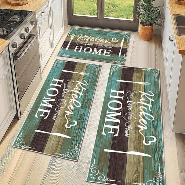 Boho Kitchen Rug Sets 3 Pieces, Washable Kitchen Mats For Floor, Non Slip Soft Kitchen Area Rug Floor Mat For Kitchen, Laundry Room And Hallway (Teal, 20''x32''+20''x48''+20''x60'')
_maomaolike.com