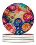 Colorful Peonies Large Sandstone Coasters Pack Of 4 Absorbent Round Coasters Decor Gifts For Men Or Women, 4 In, Multicolor_maomaolike.com