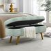 Ottoman Oval Storage Bench,Rubber Wood Legs, Gray (43.5"x16"x16") Cyan_maomaolike.com