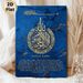 Ayatul Kursi Islamic Calligraphy Painting Poster, Luxurious Blue Marble-patterned With Golden Arabic Calligraphy Poster, Meaningful Religious Artwork_maomaolike.com