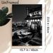 Japanese Izakaya Night View Painting Poster, Monochrome Cozy Rooftop Izakaya With City Skyline Poster, Warm Atmospheric Design For Home And Restaurant_maomaolike.com
