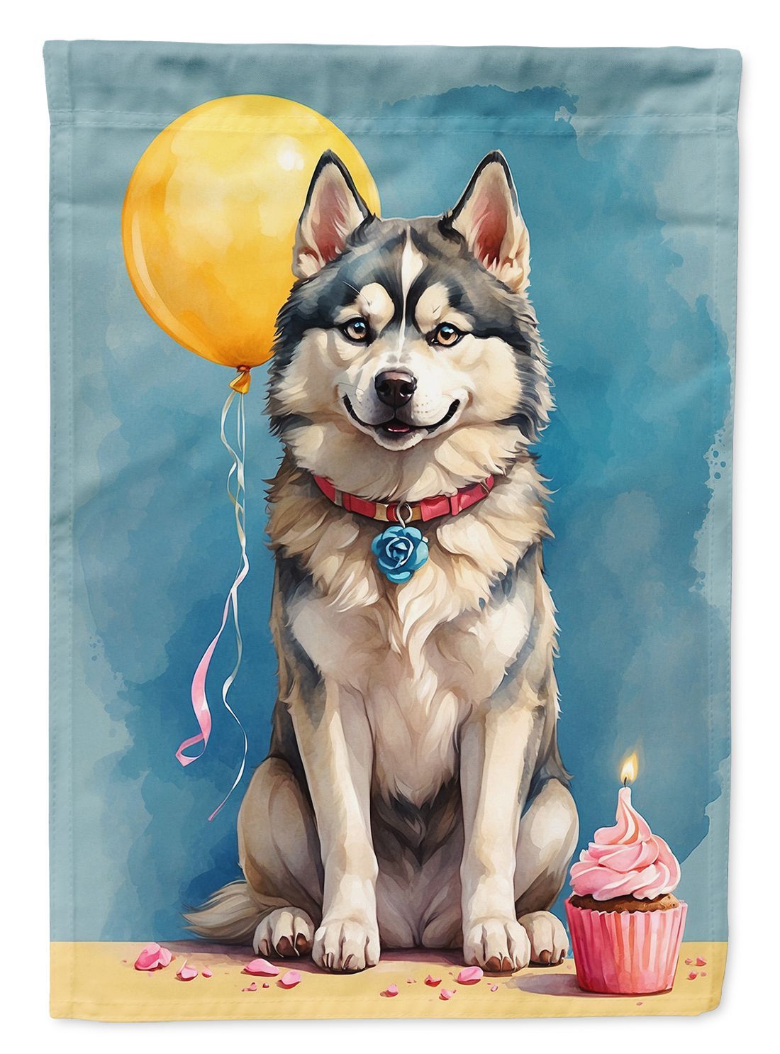 Siberian Husky Happy Birthday House Flag Large Porch Sleeve Pole Decorative Outside Yard Banner Artwork Wall Hanging, Polyester, House Size, Multicolor_maomaolike.com