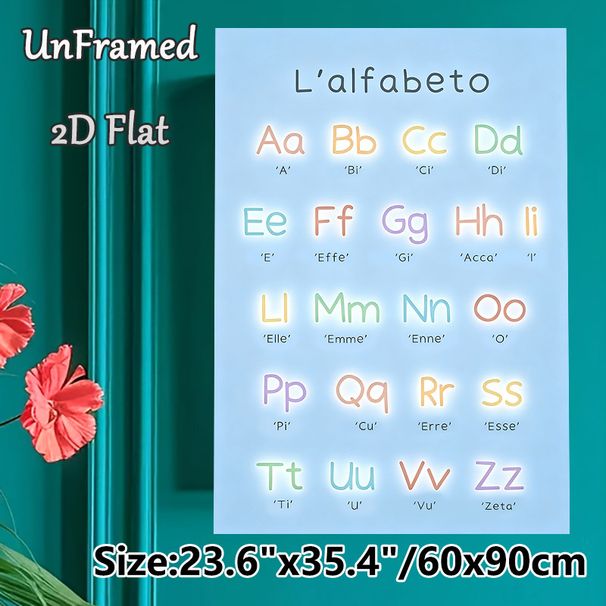 Italian Alphabet Painting Poster, Pastel Glowing-style Letter Chart Poster, Practical For Italian Language Learning, Ideal For Study Rooms And_maomaolike.com