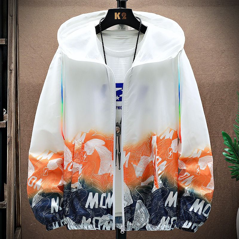 New ultra-thin breathable ice silk summer men's sun protection pattern gradient windbreaker cardigan jacket_maomaolike.com